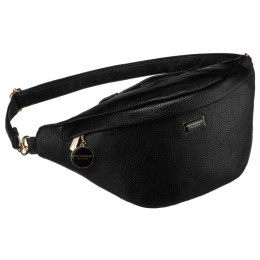 Klasyczna czarna saszetka damska nerka na biodra na ramię lub przez ramię crossbody eko skóra Peterson