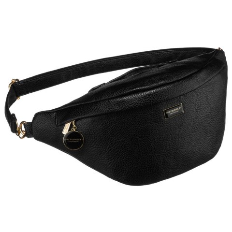 Klasyczna czarna saszetka damska nerka na biodra na ramię lub przez ramię crossbody eko skóra Peterson Klasyczna czarna saszetka damska nerka na biodra na ramię lub przez ramię crossbody eko skóra Peterson