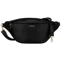 Klasyczna czarna saszetka damska nerka na biodra na ramię lub przez ramię crossbody eko skóra Peterson