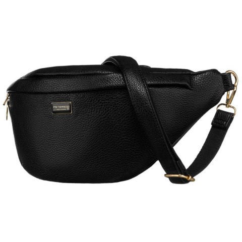 Klasyczna czarna saszetka damska nerka na biodra na ramię lub przez ramię crossbody eko skóra Peterson Klasyczna czarna saszetka damska nerka na biodra na ramię lub przez ramię crossbody eko skóra Peterson