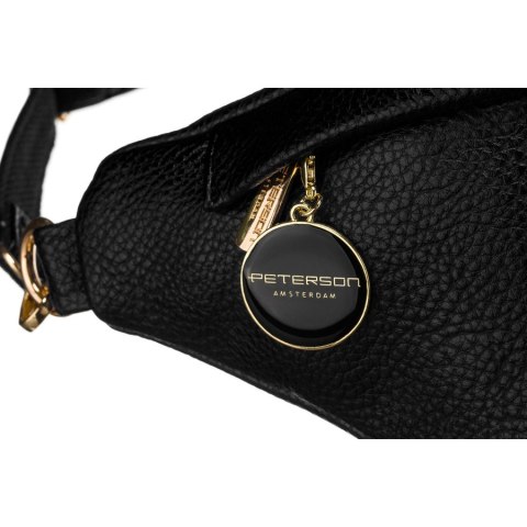 Klasyczna czarna saszetka damska nerka na biodra na ramię lub przez ramię crossbody eko skóra Peterson Klasyczna czarna saszetka damska nerka na biodra na ramię lub przez ramię crossbody eko skóra Peterson