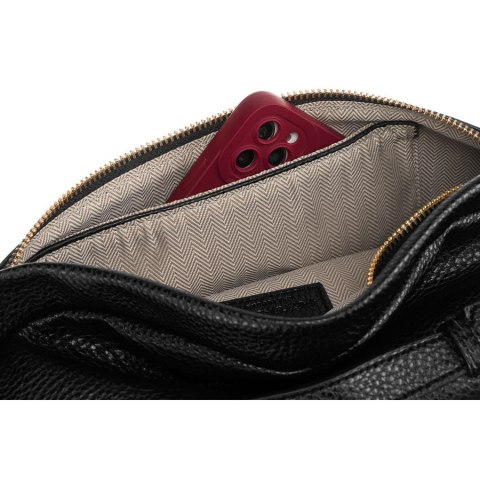 Klasyczna czarna saszetka damska nerka na biodra na ramię lub przez ramię crossbody eko skóra Peterson Klasyczna czarna saszetka damska nerka na biodra na ramię lub przez ramię crossbody eko skóra Peterson