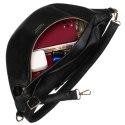 Klasyczna czarna saszetka damska nerka na biodra na ramię lub przez ramię crossbody eko skóra Peterson
