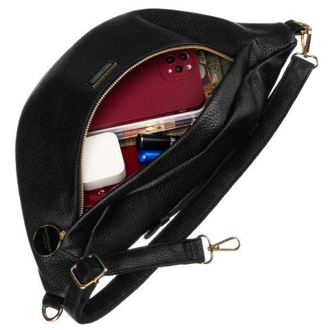 Klasyczna czarna saszetka damska nerka na biodra na ramię lub przez ramię crossbody eko skóra Peterson Klasyczna czarna saszetka damska nerka na biodra na ramię lub przez ramię crossbody eko skóra Peterson