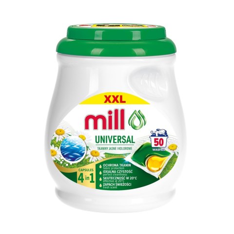 MILL PROFESSIONAL Kapsułki do prania uniwersalne, 50 szt. dwukomorowych kapsułek. MILL PROFESSIONAL Kapsułki do prania uniwersalne, 50 szt. dwukomorowych kapsułek.