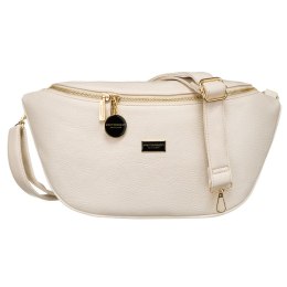 Miejska modna beżowa nerka damska na biodra lub przez ramię crossbody skóra ekologiczna Peterson