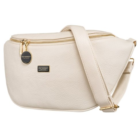 Miejska modna beżowa nerka damska na biodra lub przez ramię crossbody skóra ekologiczna Peterson Miejska modna beżowa nerka damska na biodra lub przez ramię crossbody skóra ekologiczna Peterson