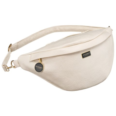 Miejska saszetka damska beżowa z eko skóry nerka na biodra lub na ramię crossbody Peterson Miejska saszetka damska beżowa z eko skóry nerka na biodra lub na ramię crossbody Peterson