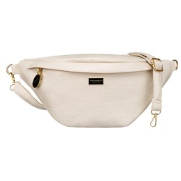 Miejska saszetka damska beżowa z eko skóry nerka na biodra lub na ramię crossbody Peterson