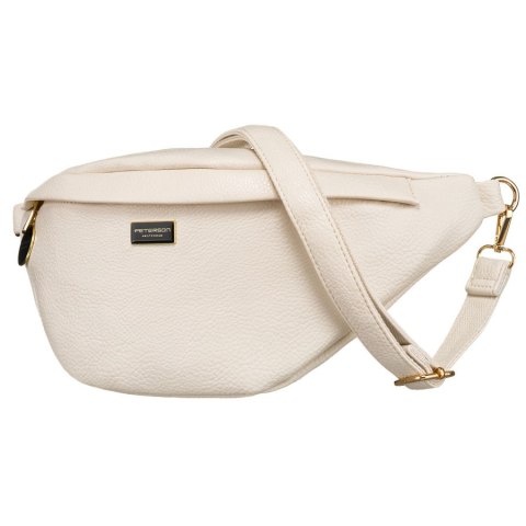 Miejska saszetka damska beżowa z eko skóry nerka na biodra lub na ramię crossbody Peterson Miejska saszetka damska beżowa z eko skóry nerka na biodra lub na ramię crossbody Peterson