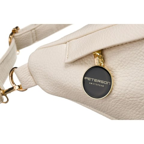 Miejska saszetka damska beżowa z eko skóry nerka na biodra lub na ramię crossbody Peterson Miejska saszetka damska beżowa z eko skóry nerka na biodra lub na ramię crossbody Peterson