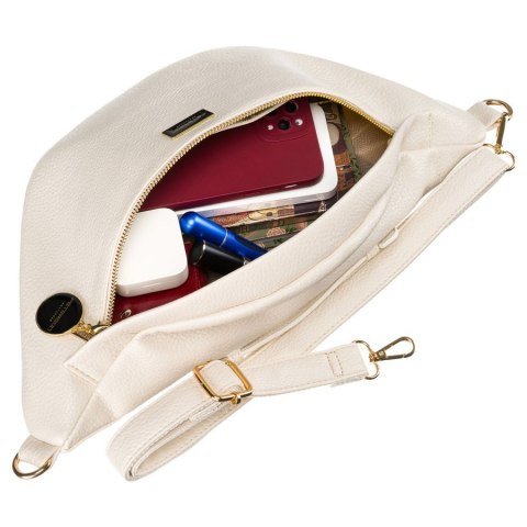 Miejska saszetka damska beżowa z eko skóry nerka na biodra lub na ramię crossbody Peterson Miejska saszetka damska beżowa z eko skóry nerka na biodra lub na ramię crossbody Peterson