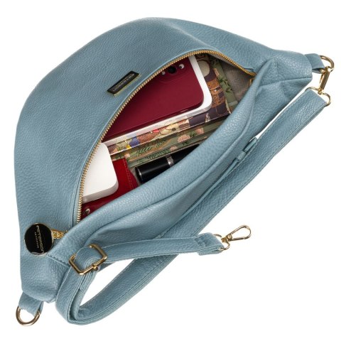 Modna sportowa niebieska saszetka damska na biodra, na ramię lub przez ramię nerka crossbody z eko skóry Peterson Modna sportowa niebieska saszetka damska na biodra, na ramię lub przez ramię nerka crossbody z eko skóry Peterson