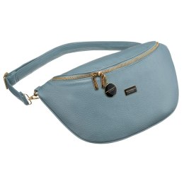 Niebieska saszetka damska biodrówka nerka na ramię crossbody z eko skóry Peterson