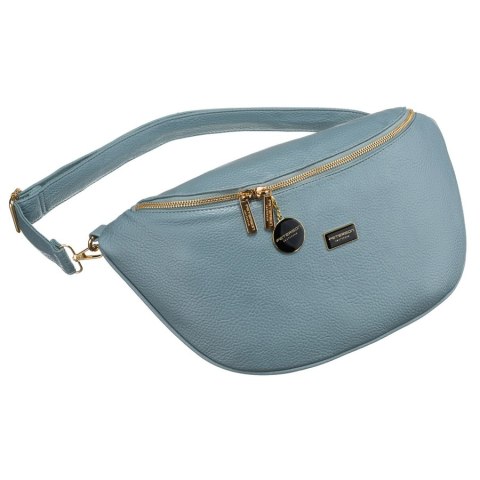 Niebieska saszetka damska biodrówka nerka na ramię crossbody z eko skóry Peterson Niebieska saszetka damska biodrówka nerka na ramię crossbody z eko skóry Peterson