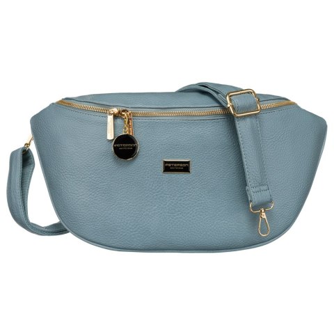 Niebieska saszetka damska biodrówka nerka na ramię crossbody z eko skóry Peterson Niebieska saszetka damska biodrówka nerka na ramię crossbody z eko skóry Peterson