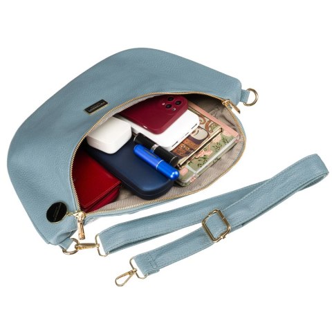 Niebieska saszetka damska biodrówka nerka na ramię crossbody z eko skóry Peterson Niebieska saszetka damska biodrówka nerka na ramię crossbody z eko skóry Peterson