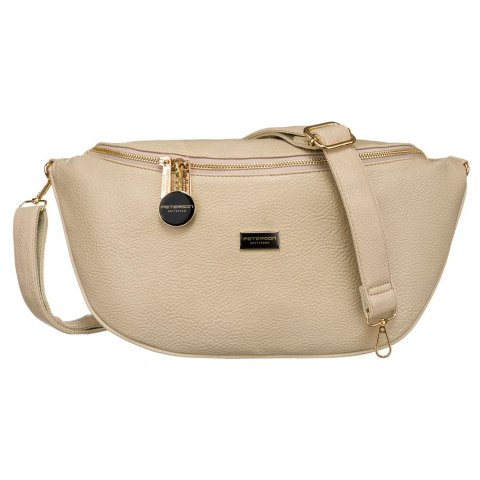 Pojemna, duża, beżowa nerka damska z eko skóry saszetka na ramię lub na biodra crossbody Peterson Pojemna, duża, beżowa nerka damska z eko skóry saszetka na ramię lub na biodra crossbody Peterson