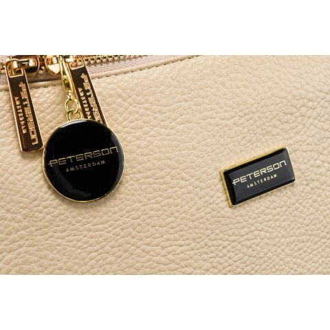 Pojemna, duża, beżowa nerka damska z eko skóry saszetka na ramię lub na biodra crossbody Peterson Pojemna, duża, beżowa nerka damska z eko skóry saszetka na ramię lub na biodra crossbody Peterson