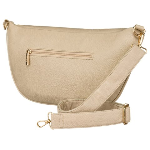 Pojemna, duża, beżowa nerka damska z eko skóry saszetka na ramię lub na biodra crossbody Peterson Pojemna, duża, beżowa nerka damska z eko skóry saszetka na ramię lub na biodra crossbody Peterson