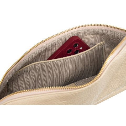 Pojemna, duża, beżowa nerka damska z eko skóry saszetka na ramię lub na biodra crossbody Peterson Pojemna, duża, beżowa nerka damska z eko skóry saszetka na ramię lub na biodra crossbody Peterson