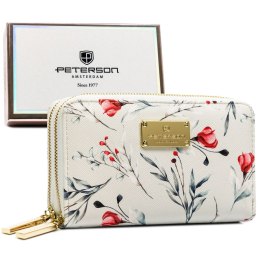 Stylowy portfel damski ze skóry ekologicznej w kwiaty - Peterson