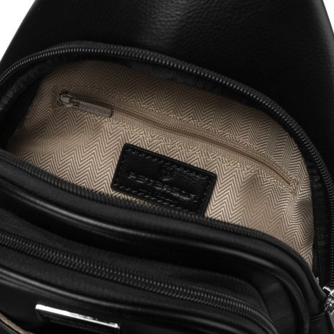 Czarna funkcjonalna saszetka damska z szerokim regulowanym paskiem nerka crossbody eko skóra Peterson Czarna funkcjonalna saszetka damska z szerokim regulowanym paskiem nerka crossbody eko skóra Peterson