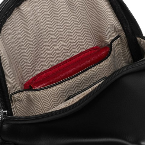 Czarna funkcjonalna saszetka damska z szerokim regulowanym paskiem nerka crossbody eko skóra Peterson Czarna funkcjonalna saszetka damska z szerokim regulowanym paskiem nerka crossbody eko skóra Peterson