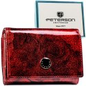 Czerwony portfel damski ze skóry naturalnej i ekologicznej wyposażony w system RFID - Peterson