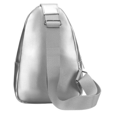 Modna srebrna saszetka damska z eko skóry nerka na ramię crossbody Peterson Modna srebrna saszetka damska z eko skóry nerka na ramię crossbody Peterson