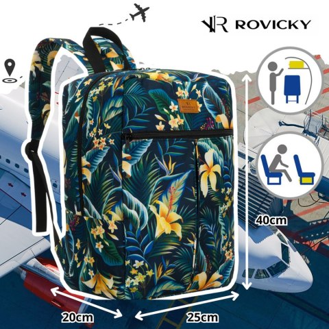 Pojemny plecak podróżny zamykany na suwak w kwiatowy wzór - Rovicky Pojemny plecak podróżny zamykany na suwak w kwiatowy wzór - Rovicky
