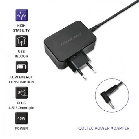 QOLTEC ZASILACZ DO ULTRABOOKA HP 45W | 19.5V | 2.31A | 4.5*3.0+PIN QOLTEC ZASILACZ DO ULTRABOOKA HP 45W | 19.5V | 2.31A | 4.5*3.0+PIN