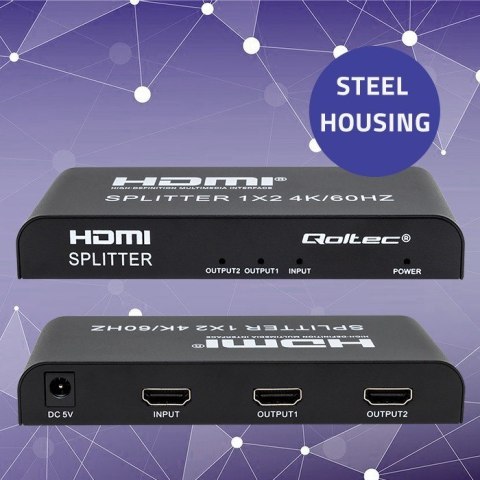QOLTEC ROZDZIELACZ SPLITTER 2XHDMI 4KX2K | 6GB/S | 60HZ QOLTEC ROZDZIELACZ SPLITTER 2XHDMI 4KX2K | 6GB/S | 60HZ