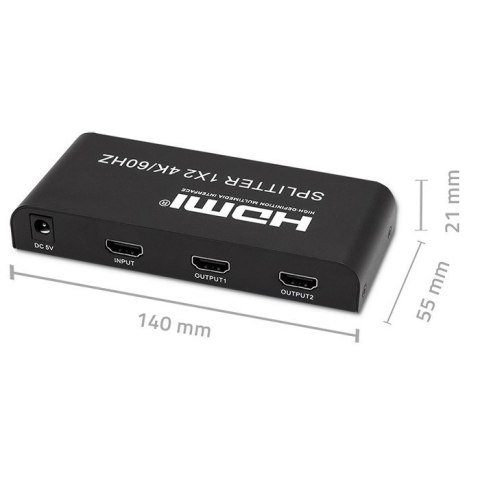QOLTEC ROZDZIELACZ SPLITTER 2XHDMI 4KX2K | 6GB/S | 60HZ QOLTEC ROZDZIELACZ SPLITTER 2XHDMI 4KX2K | 6GB/S | 60HZ