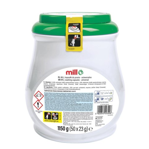 MILL PROFESSIONAL Kapsułki do prania uniwersalne, 50 szt. dwukomorowych kapsułek.