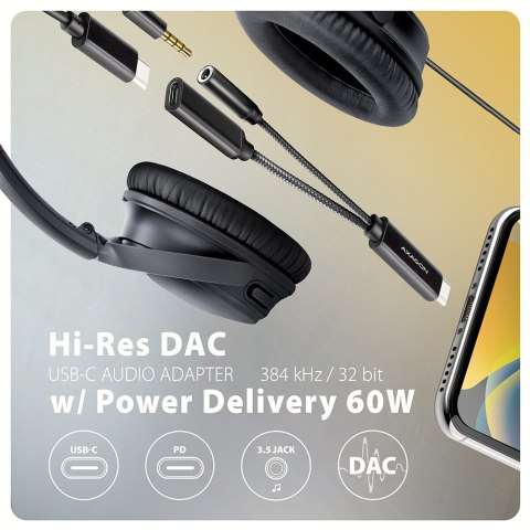 AXAGON | ADA-HCPD USB-C - Hi-Res DAC Audio Adapter PD, 60W AXAGON | ADA-HCPD USB-C - Hi-Res DAC Audio Adapter PD, 60W