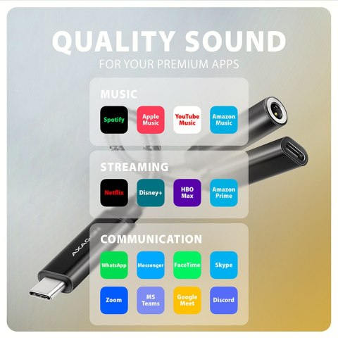 AXAGON | ADA-HCPD USB-C - Hi-Res DAC Audio Adapter PD, 60W AXAGON | ADA-HCPD USB-C - Hi-Res DAC Audio Adapter PD, 60W