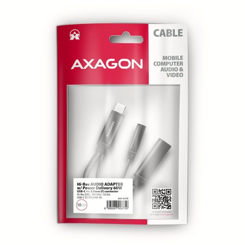 AXAGON | ADA-HCPD USB-C - Hi-Res DAC Audio Adapter PD, 60W AXAGON | ADA-HCPD USB-C - Hi-Res DAC Audio Adapter PD, 60W