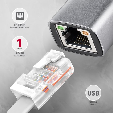 AXAGON | ADE-TXPD USB-C Gigabit Ethernet Adapter with PD 100W AXAGON | ADE-TXPD USB-C Gigabit Ethernet Adapter with PD 100W