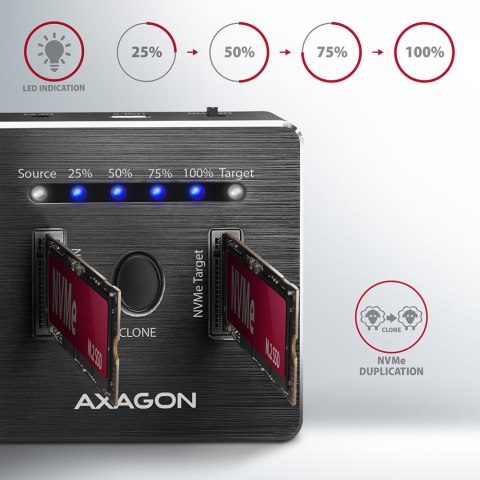 AXAGON | USB-C 3.2 Gen2 - 2x NVMe CLONE DUAL SDD Dock Station | ADSA-M2C AXAGON | USB-C 3.2 Gen2 - 2x NVMe CLONE DUAL SDD Dock Station | ADSA-M2C