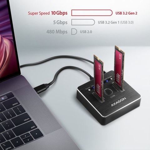 AXAGON | USB-C 3.2 Gen2 - 2x NVMe CLONE DUAL SDD Dock Station | ADSA-M2C AXAGON | USB-C 3.2 Gen2 - 2x NVMe CLONE DUAL SDD Dock Station | ADSA-M2C
