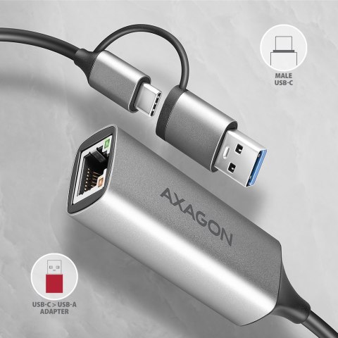 AXAGON ADE-TXCA Compact aluminum USB 3.2 Gen 1 Gigabit Ethernet 10/100/1000Mbit adapter with automatic installation, Nintendo Sw AXAGON ADE-TXCA Compact aluminum USB 3.2 Gen 1 Gigabit Ethernet 10/100/1000Mbit adapter with automatic installation, Nintendo Sw