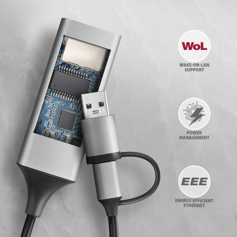 AXAGON ADE-TXCA Compact aluminum USB 3.2 Gen 1 Gigabit Ethernet 10/100/1000Mbit adapter with automatic installation, Nintendo Sw AXAGON ADE-TXCA Compact aluminum USB 3.2 Gen 1 Gigabit Ethernet 10/100/1000Mbit adapter with automatic installation, Nintendo Sw