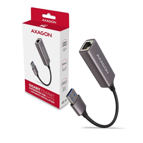 AXAGON ADE-TR Compact aluminum USB 3.2 Gen 1 Gigabit Ethernet 10/100/1000Mbit adapter with automatic installation AXAGON ADE-TR Compact aluminum USB 3.2 Gen 1 Gigabit Ethernet 10/100/1000Mbit adapter with automatic installation