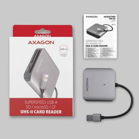 AXAGON Aluminum high-speed USB-A 3.2 Gen 1 memory card reader, 3 slots | CRE-S3 AXAGON Aluminum high-speed USB-A 3.2 Gen 1 memory card reader, 3 slots | CRE-S3
