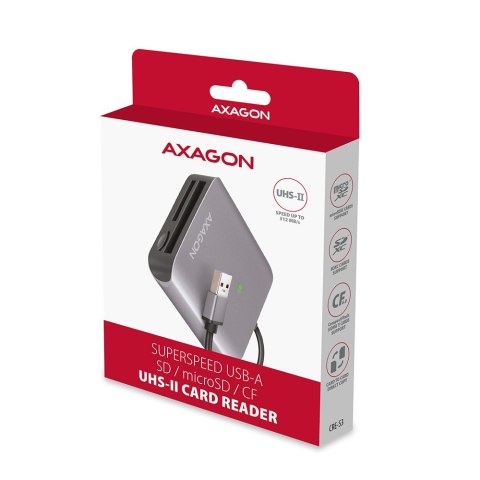 AXAGON Aluminum high-speed USB-A 3.2 Gen 1 memory card reader, 3 slots | CRE-S3 AXAGON Aluminum high-speed USB-A 3.2 Gen 1 memory card reader, 3 slots | CRE-S3