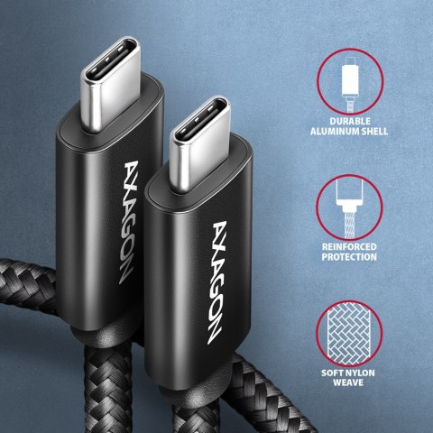 AXAGON Data and charging USB 480Mbps cable, 1.5 m | BUCM2-CM15AB | USB-C to USB-C AXAGON Data and charging USB 480Mbps cable, 1.5 m | BUCM2-CM15AB | USB-C to USB-C