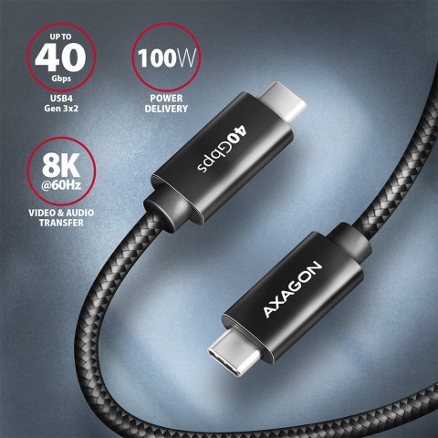 AXAGON Data and charging USB4 Gen 3x2 cable, 1 m | BUCM432-CM10AB | USB Type C - USB Type C AXAGON Data and charging USB4 Gen 3x2 cable, 1 m | BUCM432-CM10AB | USB Type C - USB Type C