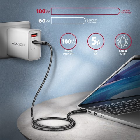 AXAGON Data and charging USB4 Gen 3x2 cable, 1 m | BUCM432-CM10AB | USB Type C - USB Type C AXAGON Data and charging USB4 Gen 3x2 cable, 1 m | BUCM432-CM10AB | USB Type C - USB Type C