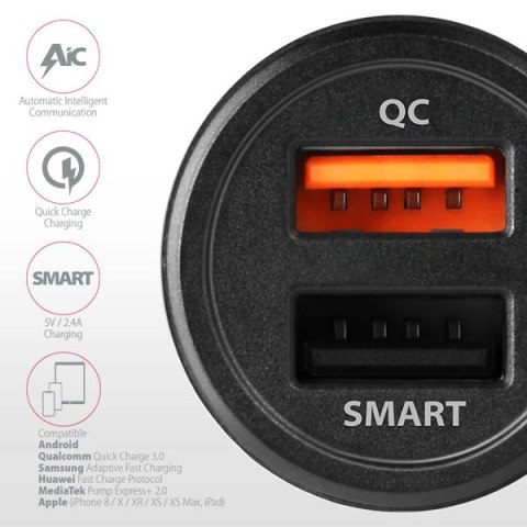 AXAGON Dual car charger, 31.5W | PWC-QC5 AXAGON Dual car charger, 31.5W | PWC-QC5
